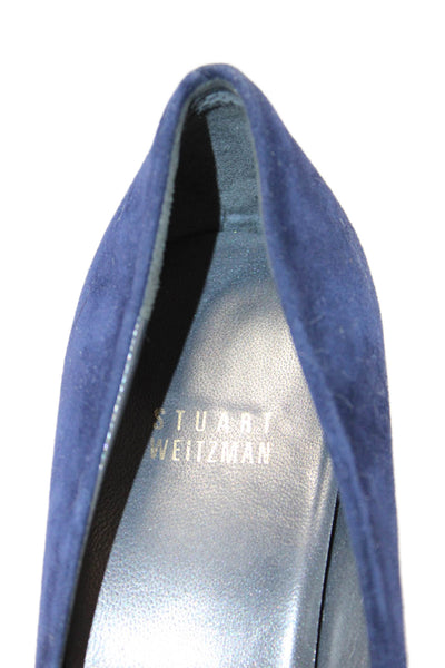 Stuart Weitzman Womens Suede Open Toe Wedge Heels Blue Size 8.5M