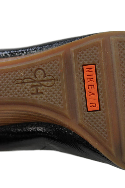 Cole Haan Womens Patent Leather Open Toe Wedge Heels Black Size 5B
