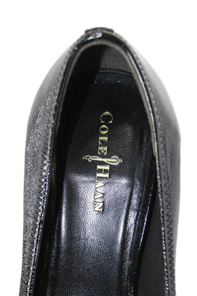 Cole Haan Womens Patent Leather Open Toe Wedge Heels Black Size 5B