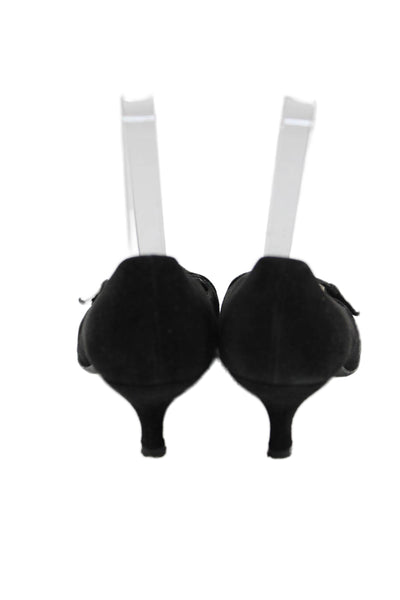 Stuart Weitzman Womens Suede Slide On Loafer Pumps Black Size 7.5 Medium