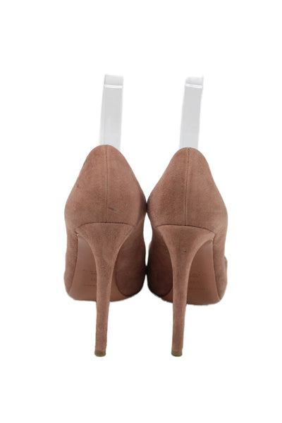 Alaia Womens Slip On Stiletto Round Toe Suede Pumps Nude Size 36.5