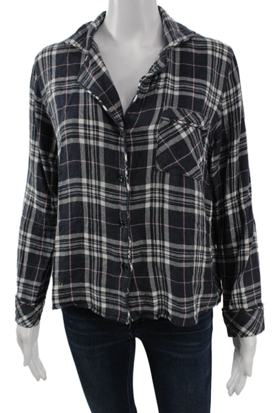 Rails Womens Black Plaid Collared Button-Up Long Sleeve Rayon Basic Size S