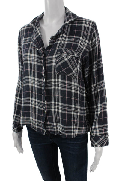 Rails Womens Black Plaid Collared Button-Up Long Sleeve Rayon Basic Size S