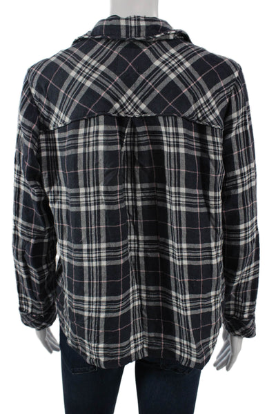 Rails Womens Black Plaid Collared Button-Up Long Sleeve Rayon Basic Size S