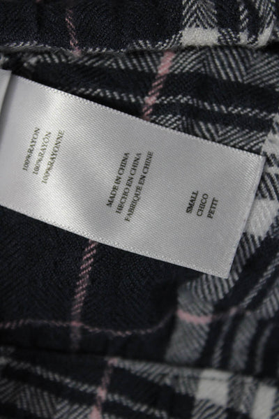 Rails Women Dark Blue Plaid Rayon Sweatpants Drawstring Petites Size S