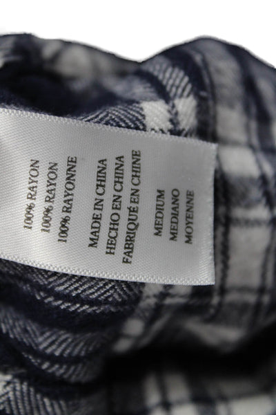 Rails Womens Cropped Plaid Rayon Pants Dark Blue Drawstring 90s Size M