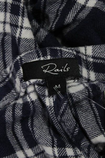 Rails Womens Cropped Plaid Rayon Pants Dark Blue Drawstring 90s Size M