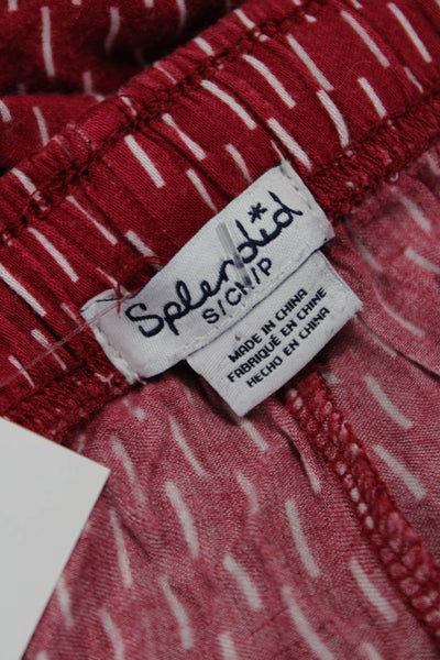 Splendid Women Cropped Red Geometric Drawstring Pants Rayon Spandex Size S