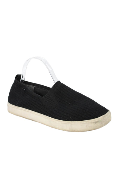 Vince Womens Ribbed Knit Low Top Sneakers Black Size 8