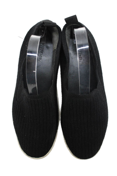 Vince Womens Ribbed Knit Low Top Sneakers Black Size 8
