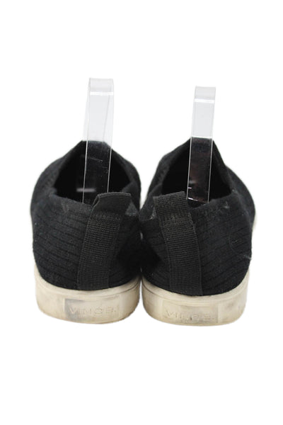 Vince Womens Ribbed Knit Low Top Sneakers Black Size 8