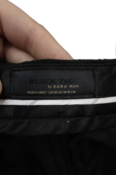 Zara Mens Dress Pants Chino Black Polyester Button Fly Size 30