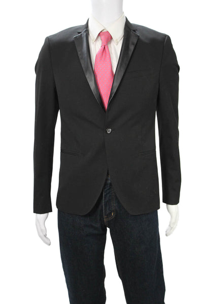 Zara Man Mens Tuxedo Blazer Black Collared Button Long Sleeve Size M