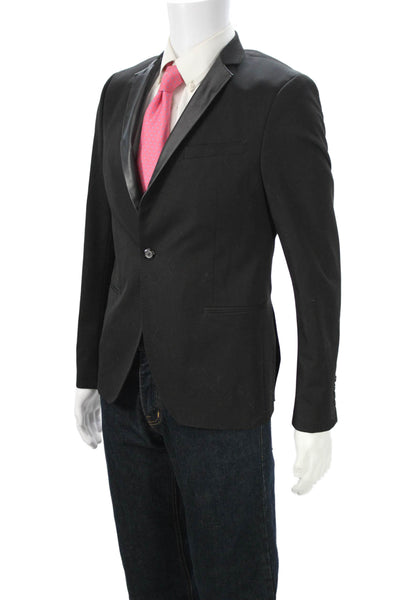 Zara Man Mens Tuxedo Blazer Black Collared Button Long Sleeve Size M