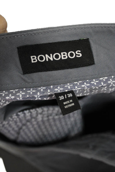Bonobos Men Chino Khaki Pants Gray Button Cotton Stretch Size 30
