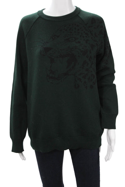 Marcell Von Berlin Women Pullover Sweatshirts Green Animal Print Wool Size 36