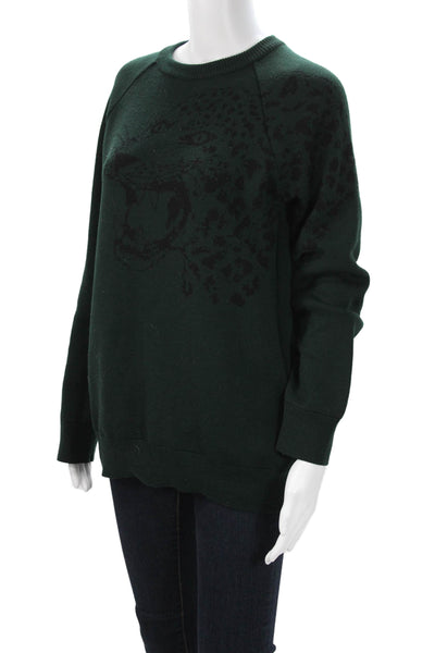 Marcell Von Berlin Women Pullover Sweatshirts Green Animal Print Wool Size 36