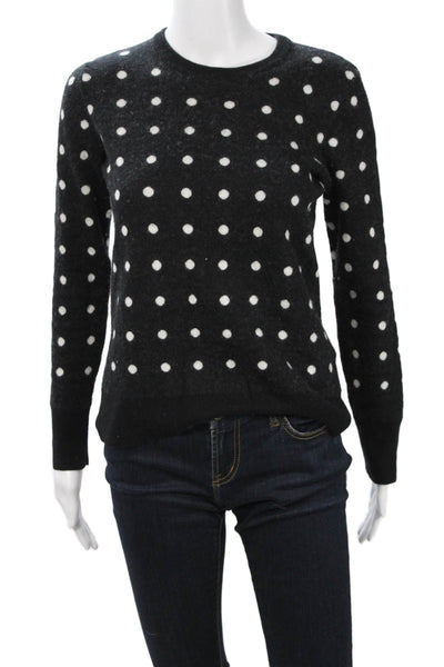 Equipment Femme Womens Black Polka Dot Crew Neck Pullover Sweater Size M
