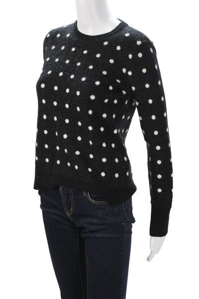 Equipment Femme Womens Black Polka Dot Crew Neck Pullover Sweater Size M