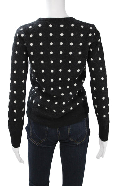 Equipment Femme Womens Black Polka Dot Crew Neck Pullover Sweater Size M