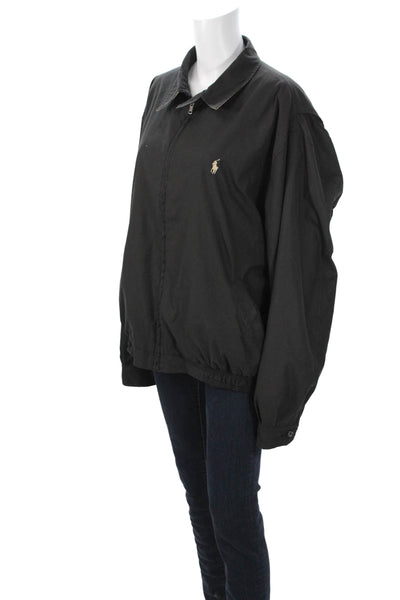 Polo Ralph Lauren Mens Windbreaker Jacket Black Long Sleeve Size XL