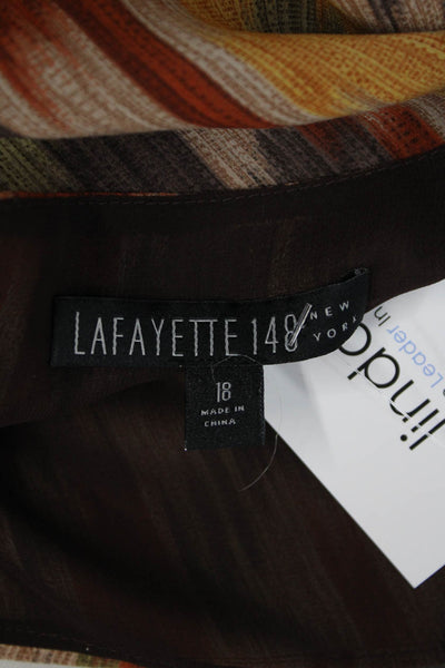 Lafayette 148 New York Womens Silk Tunic Brown Square Neck Plus Size 18