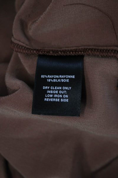 Lafayette 148 New York Womens Brown V-Neck Tunic Long Sleeve Zip Size 2X