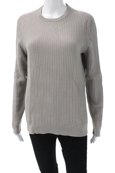 Theory Women Pullover Gray Cotton Crew Neck Long Sleeve Size S