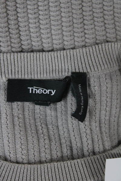 Theory Women Pullover Gray Cotton Crew Neck Long Sleeve Size S
