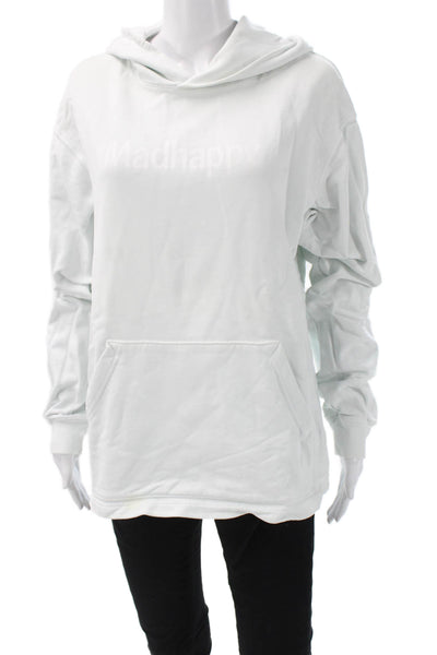 Madhappy Women Pullover Hoodie White Cotton Drawstring Long Sleeve Size S