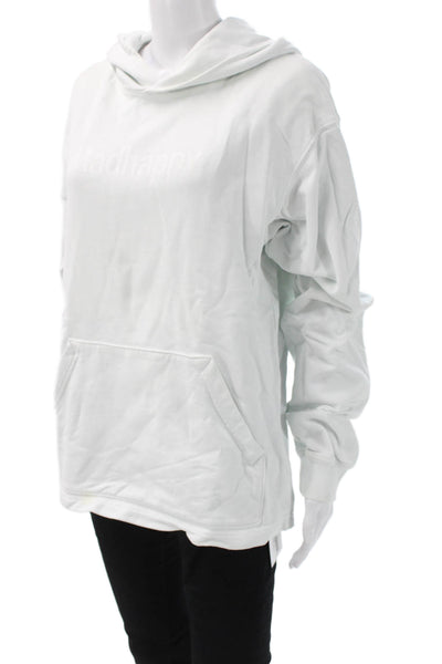 Madhappy Women Pullover Hoodie White Cotton Drawstring Long Sleeve Size S