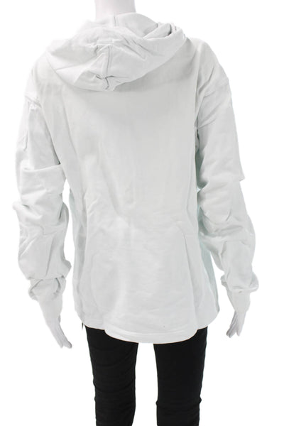 Madhappy Women Pullover Hoodie White Cotton Drawstring Long Sleeve Size S
