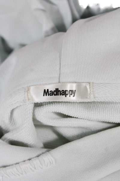 Madhappy Women Pullover Hoodie White Cotton Drawstring Long Sleeve Size S