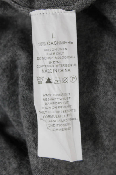 URU Womens Gray Stars Graphic Crew Neck Cashmere Blend Pullover Sweater Size L