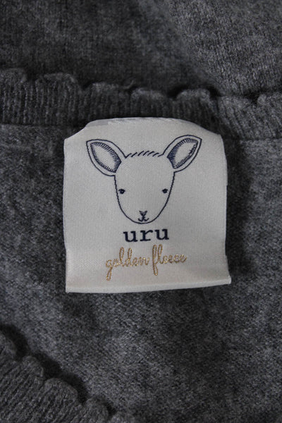 URU Womens Gray Stars Graphic Crew Neck Cashmere Blend Pullover Sweater Size L