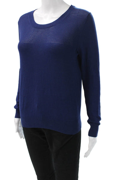 Tove & Libra Women Pullover Sweater Dark Blue Crew Neck Cotton Silk Size S