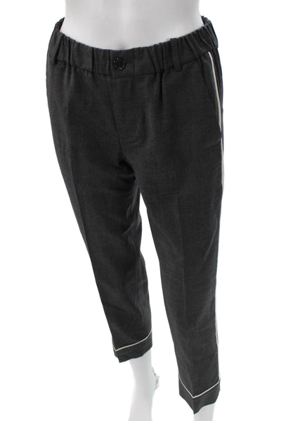 J Crew Womens Ankle Dress Pants Dark Gray Wool Blend Button Size 00
