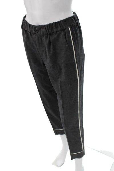 J Crew Womens Ankle Dress Pants Dark Gray Wool Blend Button Size 00