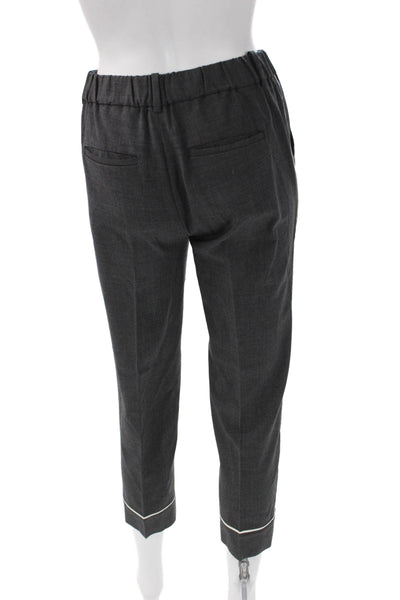 J Crew Womens Ankle Dress Pants Dark Gray Wool Blend Button Size 00