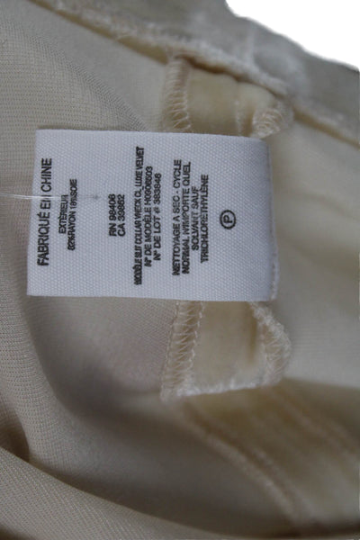 Theory Women Tunic Blouse Beige Mock Neck Short Sleeve Silk Rayon Size S