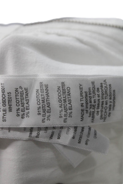 Good American Womens Cropped Straight Jeans White High Rise Button Size 25