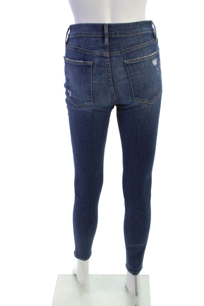 Frame Denim Women Ankle Skinny Jeans Dark Blue High Rise Button Size 26