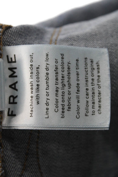 Frame Denim Women Ankle Skinny Jeans Dark Blue High Rise Button Size 26