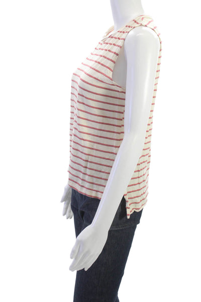 LNA Womens Organic Cotton Striped Basic Tank Round Neck Beige Size S