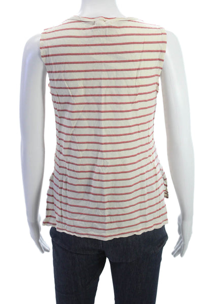 LNA Womens Organic Cotton Striped Basic Tank Round Neck Beige Size S