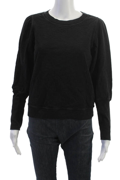 Apiece Apart Women Pullover Sweatshirt Black Organic Cotton Crew Neck Size S