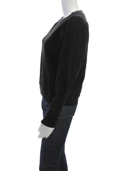 Apiece Apart Women Pullover Sweatshirt Black Organic Cotton Crew Neck Size S
