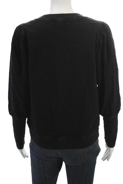 Apiece Apart Women Pullover Sweatshirt Black Organic Cotton Crew Neck Size S