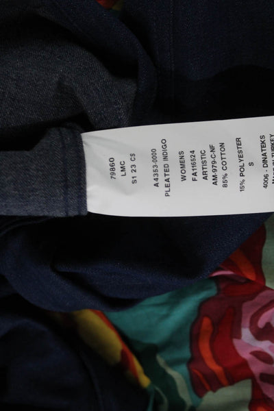 Levis Women Collared Button Dark Blue Classic Cotton Blend Jacket Size S