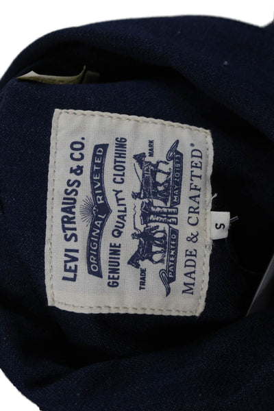 Levis Women Collared Button Dark Blue Classic Cotton Blend Jacket Size S